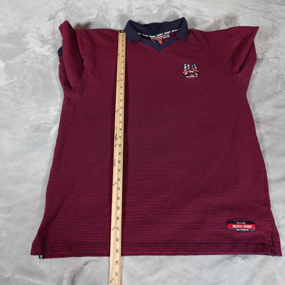 Vintage Mickey Jeans Disneyland Collared Shirt Mens XL Striped Preppy 90s - Picture 7 of 8